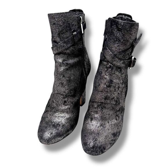 ❌SOLD❌ Jimmy Choo Mitchel 100 Ankle Boot Metallic Washed Dotted Suede Women’s 38 - Picture 2 of 11